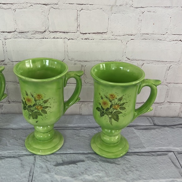 vintage green stemmed mugs - Picture 2 of 9